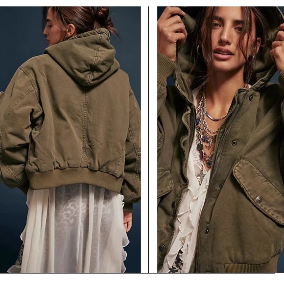 Free People Green Utility Jacket NWY XS - Picture 1 of 11